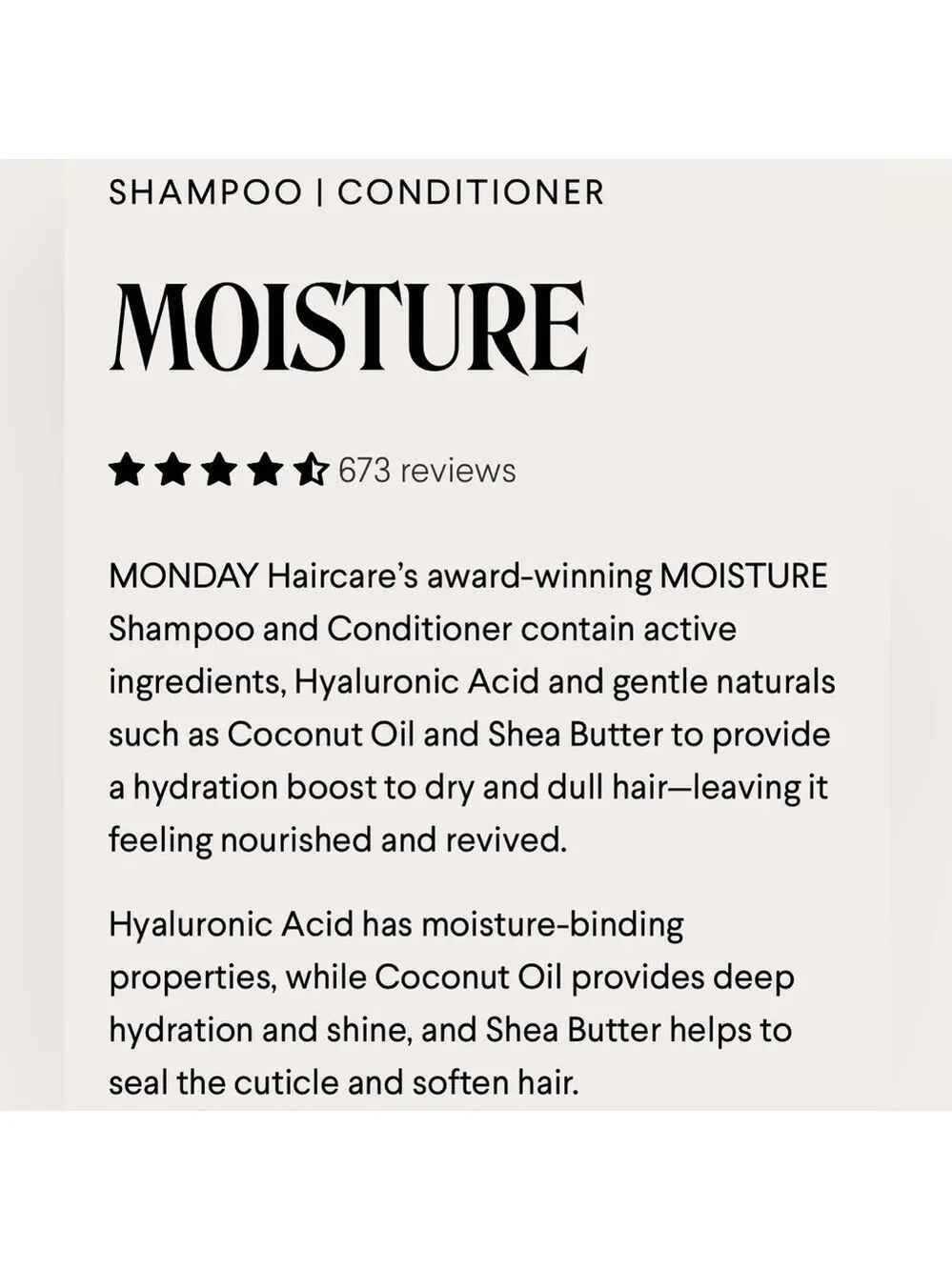 MONDAY Haircare MOISTURE Shampoo & Conditioner Set | NEW | Travel Size 50mL Each